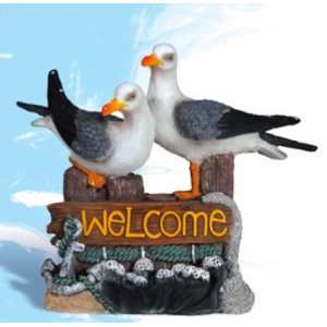  Polystone Twin Seagulls With Welcome Sign 