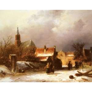   Dutch Town beyond, By Leickert Charles Henri Joseph