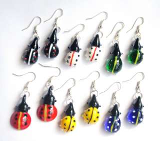 6colors Scarab Animal Murano Lampwork Glass Pendant Necklace Earring 