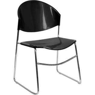 SHOPZEUS Black Plastic Stack Chair, Chrome Frame   40 pk. 
