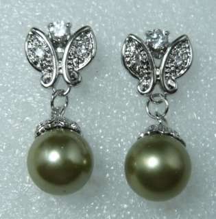 exquisite green sea shell pearl earrings  