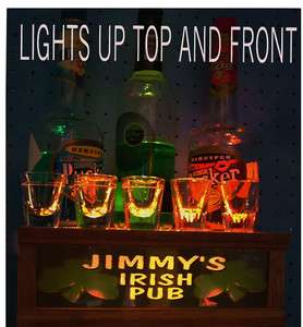 lighted shot glass display / bar sign *PERSONALIZED IRISH PUB* solid 