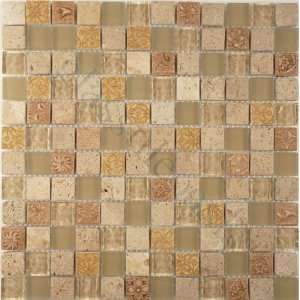 Beige 7/8 x 7/8 Cream/Beige Monarchy Glass Series Tumbled Glass and 