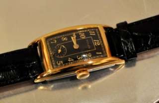 Vintage 1940 ROLEX Tanq Rectangle Watch Black Gold  