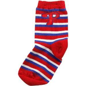   Phillies Infant Sport Stripe Socks   Red/Royal Blue
