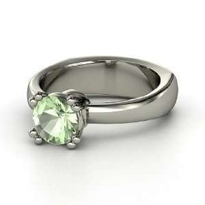 Shelby Ring, Round Green Amethyst Palladium Ring Jewelry