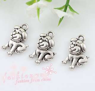 50X Old Silver Plated Cute Dog Charms Free Ship 10X13mm  