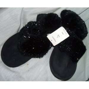  Slippers  Girls Roll Down Bootie, L, Black Everything 
