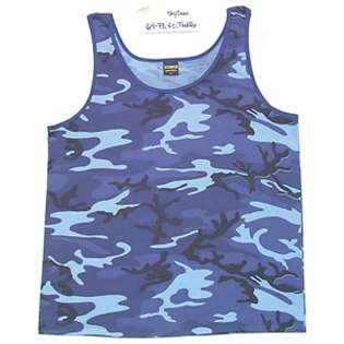 outdoor sky blue camouflage usa made tank top polyester cotton