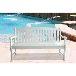    Bradley Outdoor White Weather Resistant Wood Bench 
