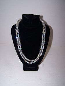 VINTAGE TWO STRAND LONG CRYSTAL AB NECKLACE  