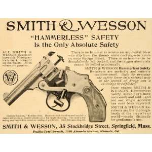 1906 Ad Smith Wesson Antique Revolver Gun Hammerless   Original Print 