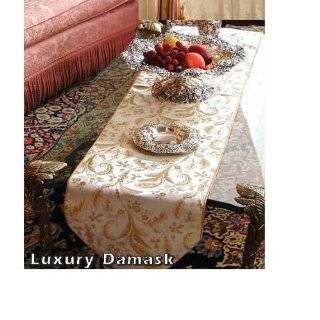 Luxury Damask 13 X 90 Beige Table Runner