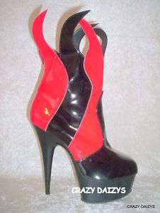 GOTHIC DEVIL FLAME HALLOWEEN COSTUME BOOTS SIZE 8 & 9  
