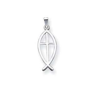   Ichthus Fish & Cross Charm with 18 Inch Stainless Steel Chain Jewelry