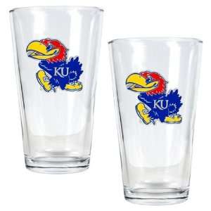    Kansas Jayhawks KU Set of 2 Beer Glasses: Sports & Outdoors