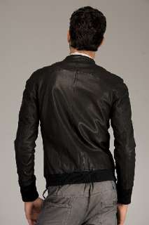 Diesel Black Gold Diesel Lionfer Black Leather Jacket for men  