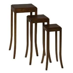  3pc Nesting Table with Curved Legs in Brown Finish Beauty