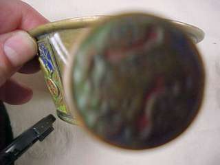 Antique Chinese Oriental Brass Enamel Cloisonne Iron  