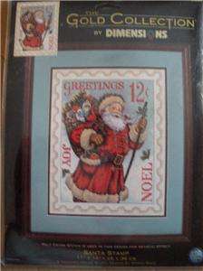 SANTA STAMP COUNTED CROSS STITCH KIT   DIMENSIONS GOLD COLLECTION 