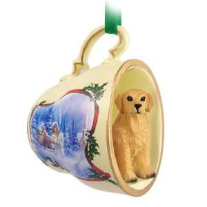   Golden Retriever Christmas Ornament Sleigh Ride Tea Cup: Pet Supplies