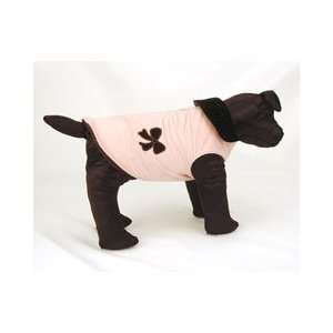  Faux Suede Leather Velcro Closure Dog Coat with Bow Trim 