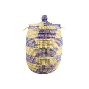 Hand Woven West African Storage Hamper   Blue   Small 