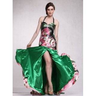    #1631 Print Satin One Shoulder High Low Prom Dress: Clothing