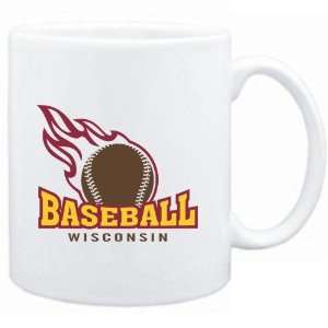 Mug White  BASEBALL FIRE Wisconsin  Usa States Sports 