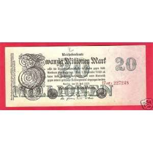   Germany 20 Million Mark 1923 July 2 Berlin Fine Note 