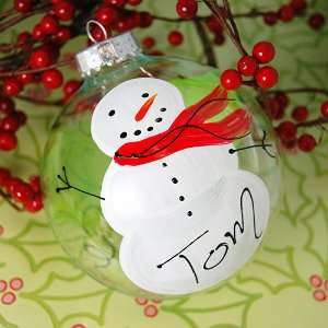  Personalized Hand Painted Snowman Glass Ornament Health 