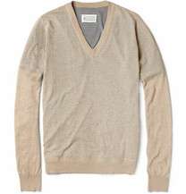 maison martin margiela layered cotton v neck sweater