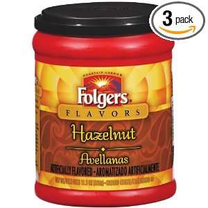 Folgers Coffee Ground Flavors, Hazelnut, 11.5 Ounce Canisters (Pack of 