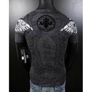  AFFLICTION T Shirt GULLABLE V Neck With WINGED CROSS ON SHOULDERS