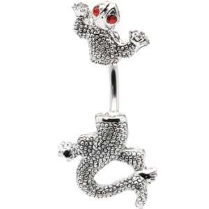  Ruby Red Eyed Chameleon Belly Ring: Jewelry