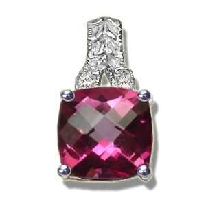   .04 ct Checkerboard Mystic Pink Topaz Filigree Pendant Jewelry