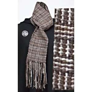   Handwoven Brown Silk and Wool Mens or Womens Scarf 