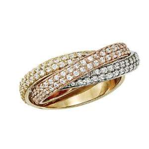   68CT Rolling Ring REAL Diamond Stackable Eternity Band Ring 14K Rose