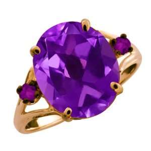   Ct Genuine Oval Purple Amethyst Gemstone 14k Rose Gold Ring Jewelry