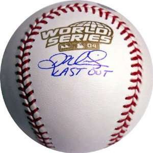 Doug Mientkiewicz Autographed 2004 World Series Baseball with Last Out 