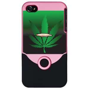  iPhone 4 or 4S Slider Case Pink Marijuana Joint and Leaf 