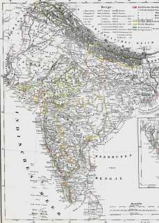 Antiquarische alte Landkarte INDIEN   Antique Map of INDIA   Karte 
