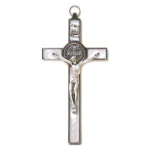  8 White Enamel St. Benedict Crucifix   Boxed (SFI CX202WH 
