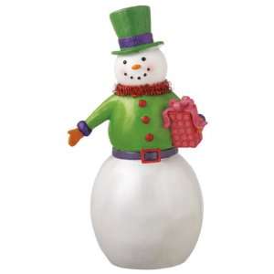 14.5 Multi Colored Snowman with Present Table Top Christmas Figurine 
