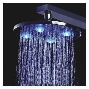  8 Inch Chrome Brass Shower Head With 4 LED Lights