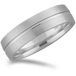   Gold Promise Wedding Band with Buff Finish and Center Groove Jewelry