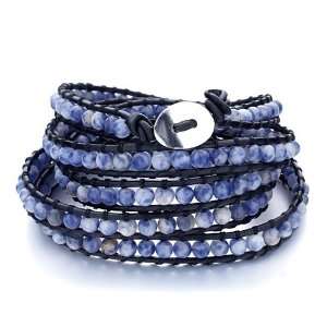  Day Bracelets Light Blue Turquoise Beads Wrap Bracelet On Black 