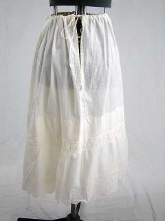 Vintage Edwardian Lawn Cotton Embroidered Petticoat  
