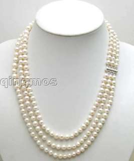 7mm white cultured pearl necklace unique s925 silver clasp 1528