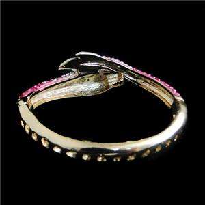 Bold Dragon Bracelet Bangle Pink Swarovski Crystal Animal Cuff  